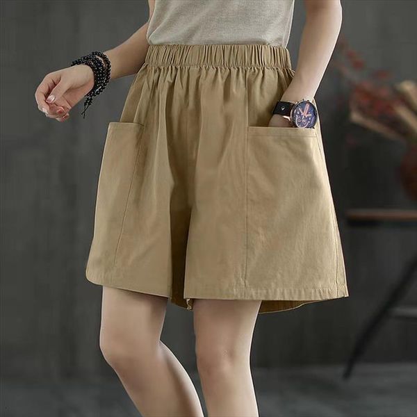

cotton high waist pocket women shorts wide leg soft denim summer student girl casual suit sportswear, White;black