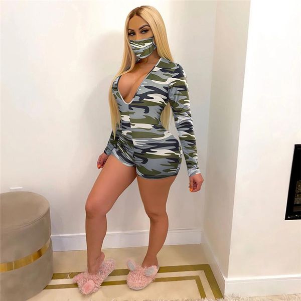 

women's jumpsuits & rompers deep v-neck long sleeves women playsuit fashion pattern casual bodycon jumpsuit female spring summer slim f, Black;white