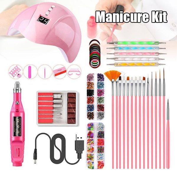 

portable uv lamp led dry nail kit art manicure set acrylic tools nn kits1