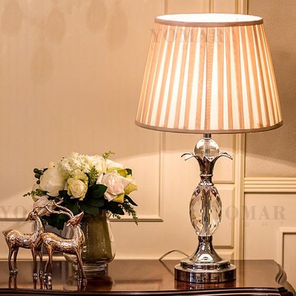 

table lamps crystal lamp living room sofa study high-end villa fabric lampshade bedroom bedside