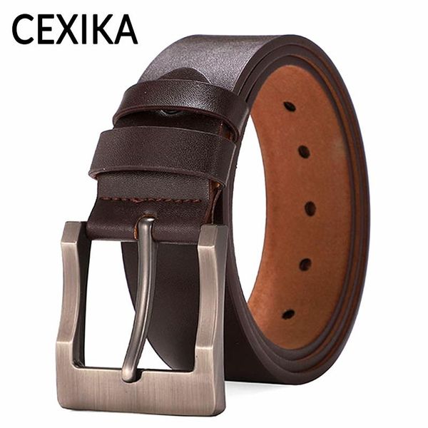 

belt for men brand fashion genuine leather pin buckle belts jeans 130 140cm vintage cinturones para hombre 2021, Black;brown