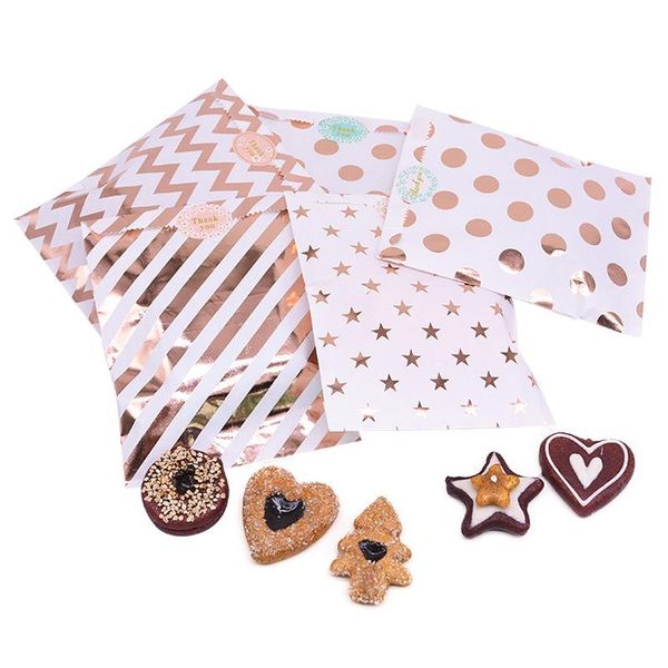 

25pcs paper bags biscuit candy gift bag packaging treat christmas wedding favor rose gold birthday party decoration wrap