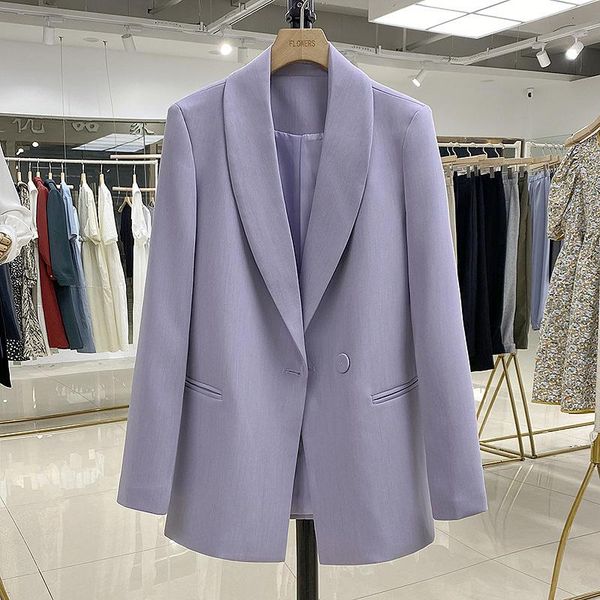 

women's suits & blazers superaen 2021 suit solid purple slim coat casual straight single button full women, White;black