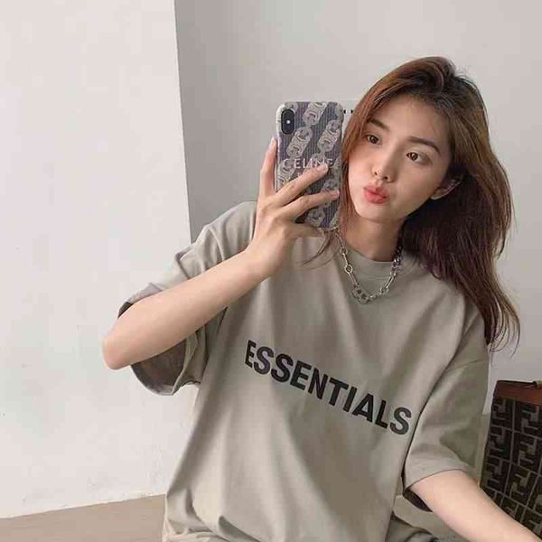 

women's t-shirt fog double thread essential chest letter printing high street leisure short sleeve loose men's and women's t-, White