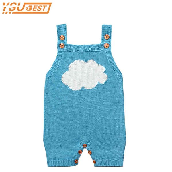 Baby Romper Jumpsuit Meninos Sem Mangas Nuvem Branco Malha Nascido Meninas Verão Outerwear Infantios Macacões Crianças Macacões 210429