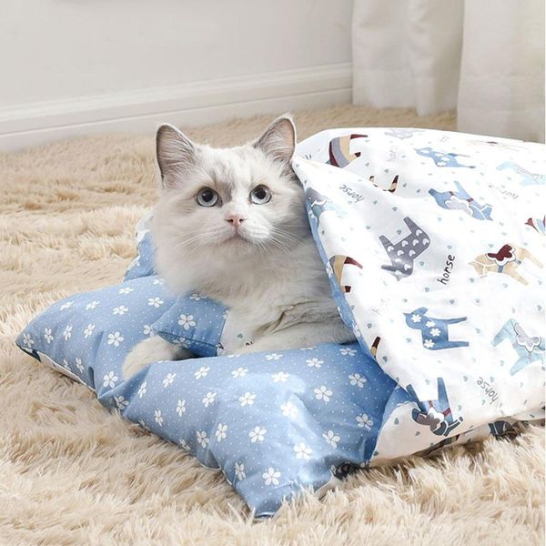 

cat's nest warm in winter sleeping bag fully enclosed removable deep cat quilt japanese style dog's beds & furniture