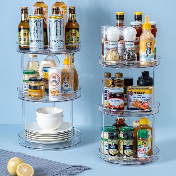 

kitchen storage & organization 360 rotation cabinet organizer spice drink cosmetic rack pet transparent turntable for bathroom room