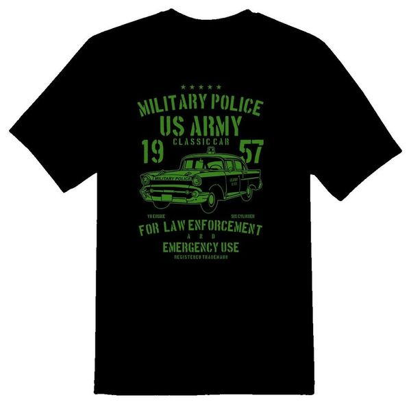 

army classic car military police tee shirt black or white, White;black