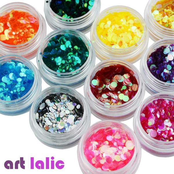 

artlalic 12 boxes/set mermaid fish scale nail sequins round glitters manicure art tips decorations factory price1, Silver;gold