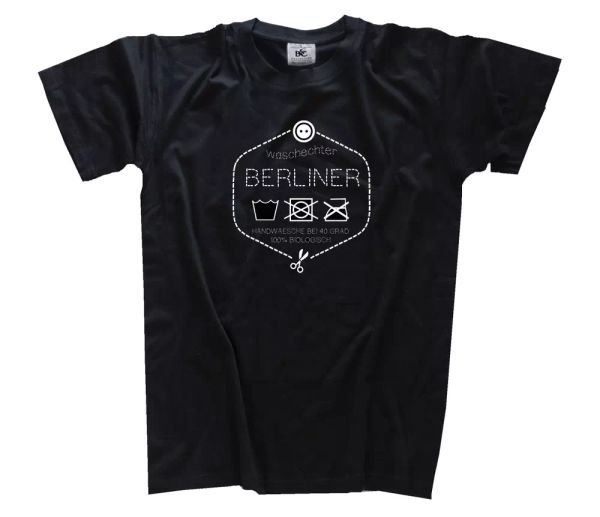 

genuine berliner berlin capital washing instructions t-shirt s-xxxl, White;black