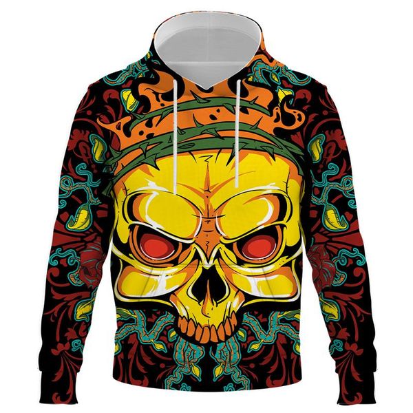 

men's hoodies & sweatshirts terror skull 3d printed hooded sweatshirt men and women funny street fashion casual trend sports oversized, Black