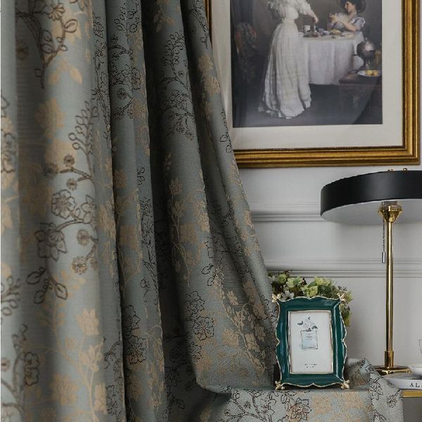 

curtain & drapes european and american thickened jacquard idyllic shading living room bedroom floor-to-ceiling bay window curtains