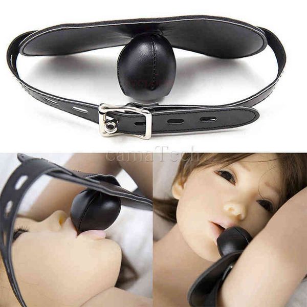 Nxy Adulto Brinquedos Camatas De Couro Arnês Bondage Gag Esponja Sponge Slave Trainer Oral Bola Gags Restrições Boca Plug Fetish BDSM Sexo Produto 1207