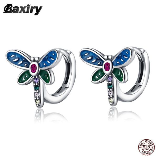 

hoop & huggie 925 small silver earrings for women minimalism butterfly hoops earring sleeper fashion enamel luxury girl original trend jewel, Golden;silver