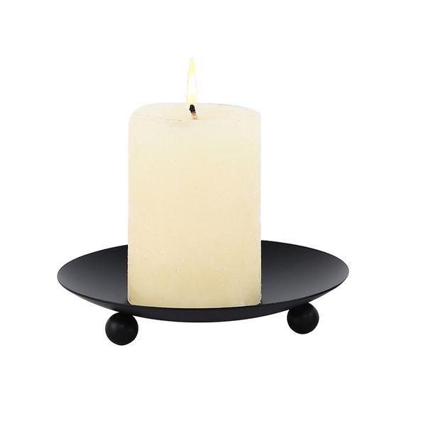 Metal Preto / Dourados Candle Candle Tithers Liga de Zinco Alta Qualidade Pilar Ferro Placa para Casamento Portevelas Candelabros Home Decor