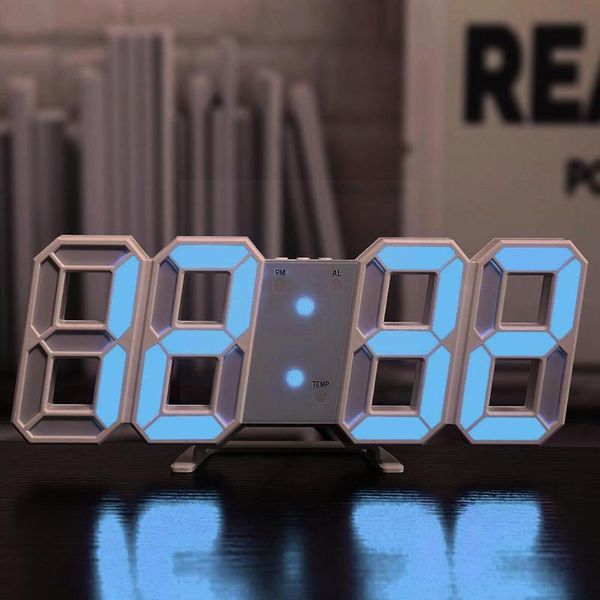 Relógios de parede Design moderno 3D LED LED LED Digital USB Tabela eletrônica Decoração Desktop Alarm Luminous Home no WA M8F0