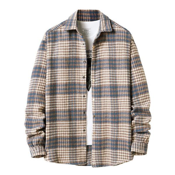 

men's casual shirts 2021 men harajuku color shirt autumn winter flannel thick plaid streetwear vintage korean male fashion clothes, White;black