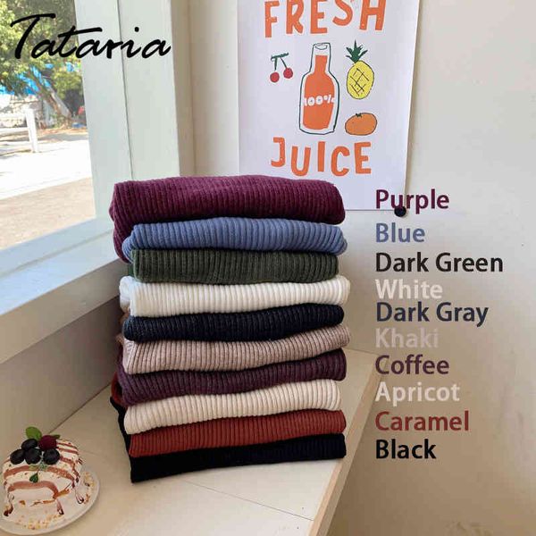 

tataria high collar ladies warm sweater women basic knitted turtleneck thick for soft pullover female 210514, White;black