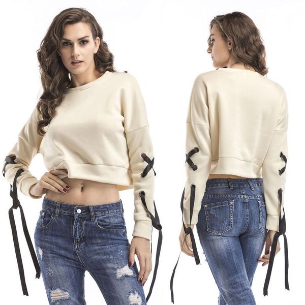

autumn women hoodies solid crop hoodie long sleeve jumper hooded pullover coat casual sweatshirt women's & sweatshirts, Black