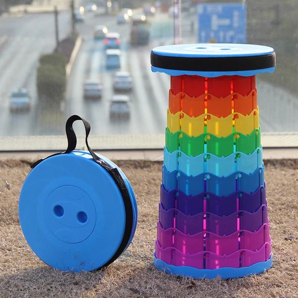 

fishing accessories rainbow color outdoor retractable stool folding chiar portable camping lounge chair foldable plastic
