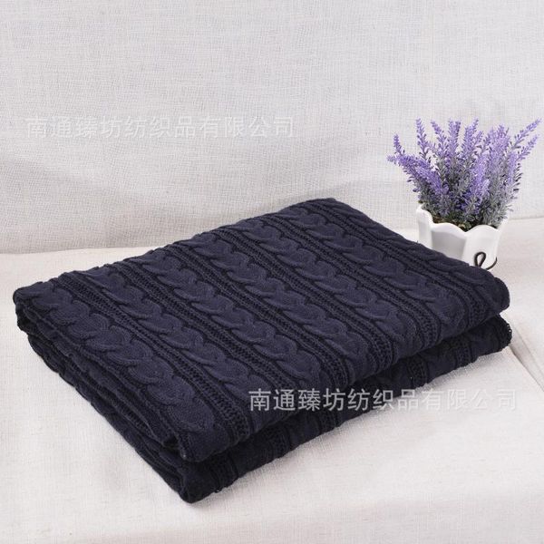 

blankets arrival cotton knit blanket for bed sofa blue color