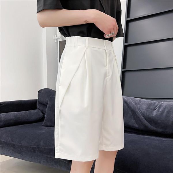 

men's shorts summer abstinence solid color suit retro british casual pants versatile design korean capris, White;black