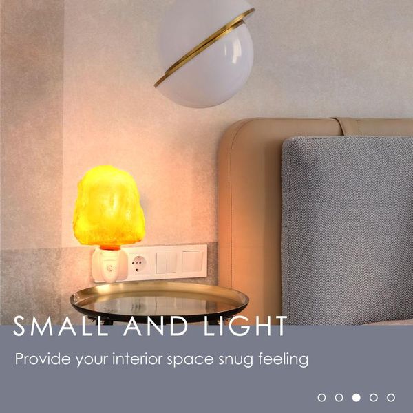 

himalayan warm white salt lamp natural crystal hand carved night light home decor air purifying with plug release negative ions wall