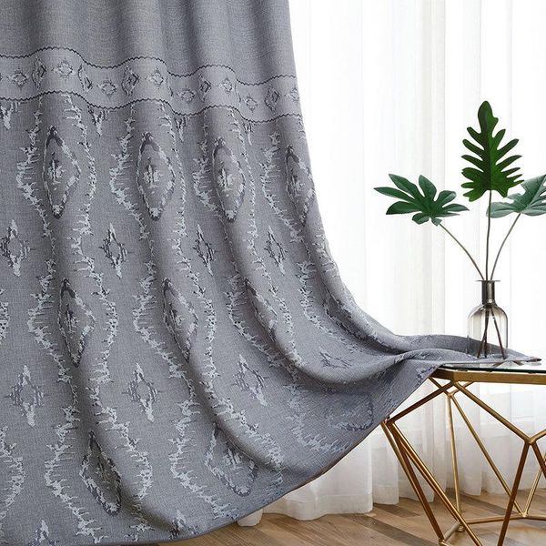 

curtain & drapes 2021 linen jacquard curtains simple chinese thick shading french finished custom for living dining room bedroom
