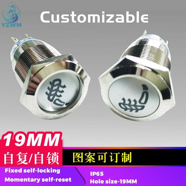 

smart home control 19mm metal button car seat heating symbol pattern can be customized waterproof start switch