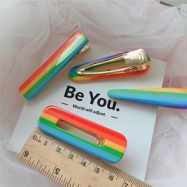 

hair accessories girl sweet rainbow clips female kids cute candy barrettes hairpins 4styles, Slivery;white