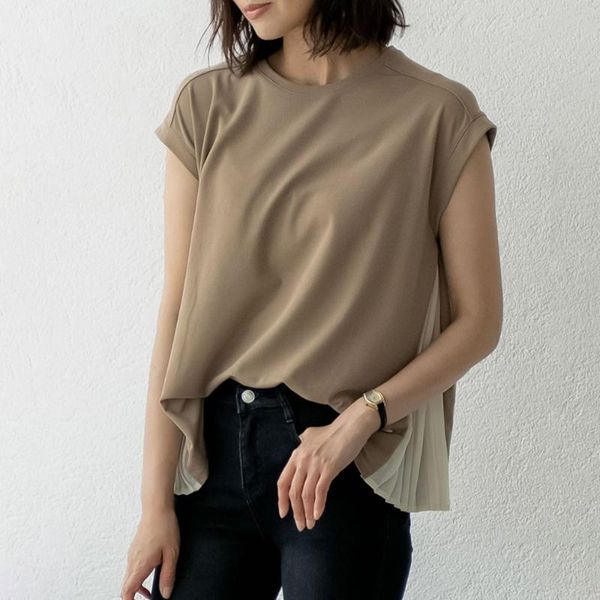 

women's blouses & shirts 2021 korean fashion chiffon pleated causal summer short sleeve round chic female women blouse, White