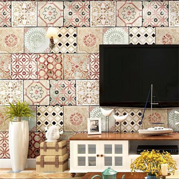 

wallpapers papier peint bohemian style wallpaper southeast asia thai national waterproof imitation tile mediterranean