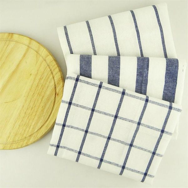 

table napkin 1pcs brief pastroal napkins tea towels blue striped cotton plaid mats placemats kitchen background tablecloth