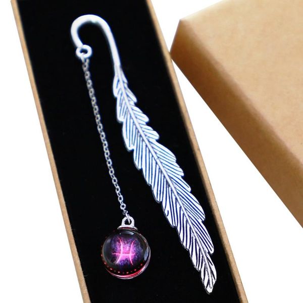 

noctilucent 12 constellation bookmark pendant metal book mark stationery gift h05a