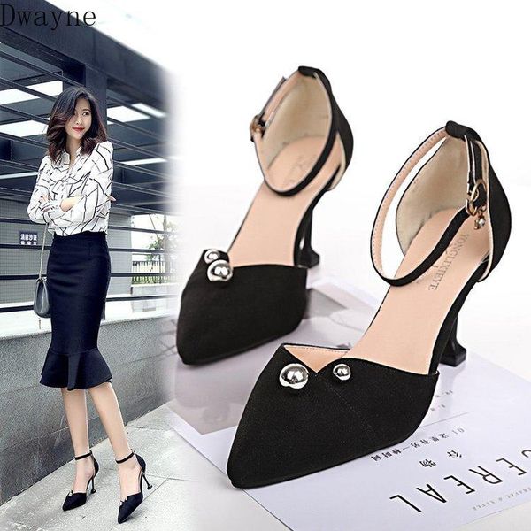 

dress shoes 2021 summer high heel wild stiletto hollow female sandals fashion pointed casual work, Black