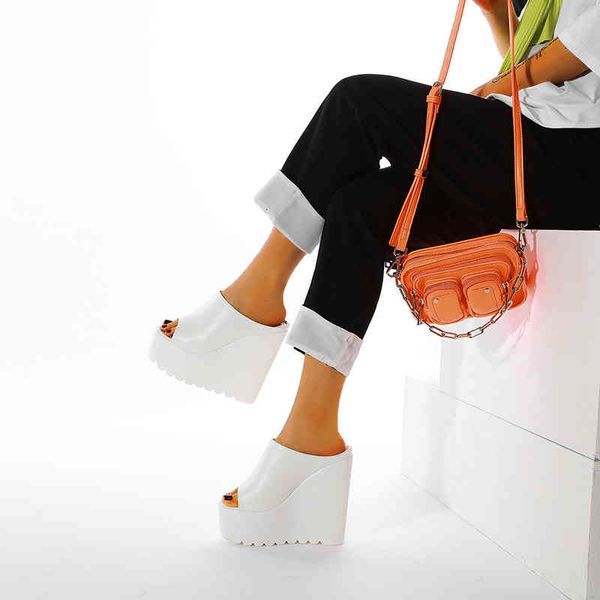 

sandals summer open toe wees heel cool slippers 14cm high heels for women white black platform sandals