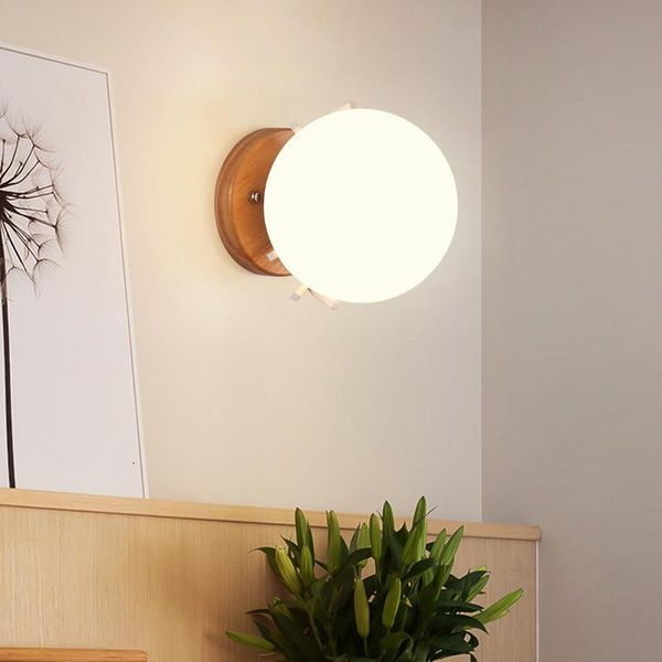 

decorative moon wall lamp glass ball nordic el corridor creative led wooden sconce light children bedroom with 12w bulb