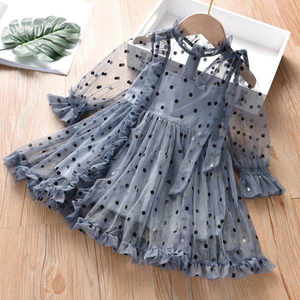 

girl's dresses summer s fashion clothes polka dot pattern mesh birthday party baby kids princess dress xwti, Red;yellow