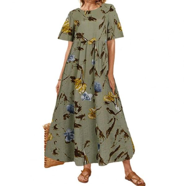 

fashion summer maxi dress women's printed sundress casual short sleeve loose vestidos female high waist robe femme plus size swimwear, White;black
