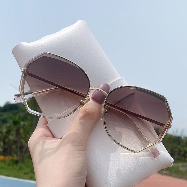 

metal frameless trend glasses cut edge polygonal women's sunglasses