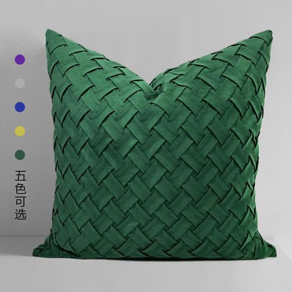 

pillow case suede fabric decorative pillowcase woven pleated solid lattice pillows cushion covers for home sofa seat shair