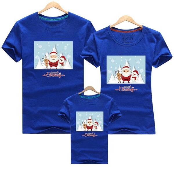 Hediye Aile Eşleştirme Kıyafetler Anne Baba Çocuk Bebek Noel Kısa Kollu T-Shirt Festivali Giyim Anne ve Me Giysileri 210417