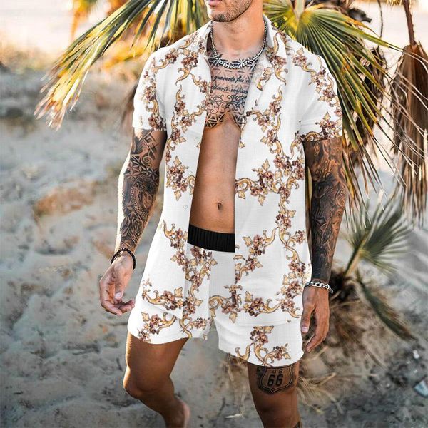 

men's tracksuits summer shirt short sleeve shorts men unique 3d printed shirts young fashion trend outdoor beach sports style, Gray