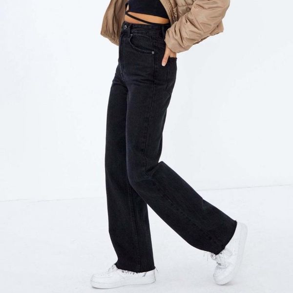 

women's jeans wide leg great casual baggy leisure pockets for shopping, Blue