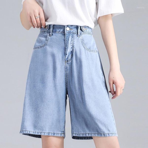 

women's shorts summer elastic high waist woman denim female casual knee length jeans trousers plus size solid ladies zipper, White;black