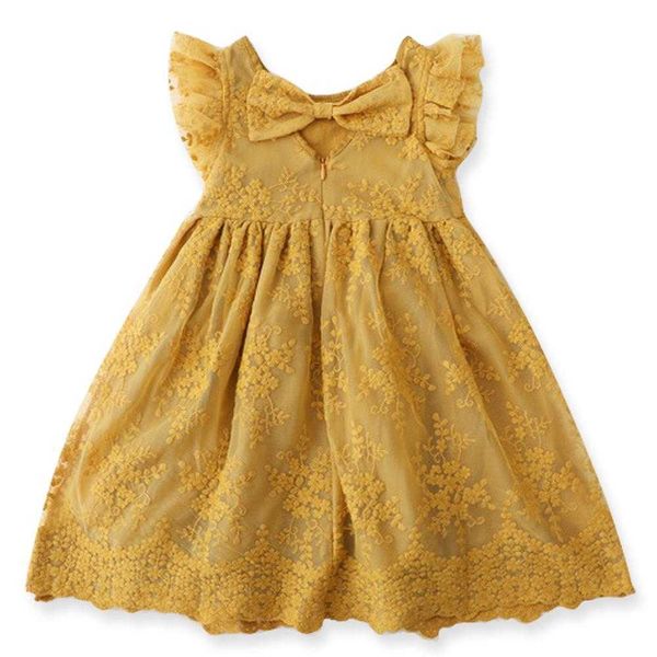 Mädchen Kleider für Sommer Gelb Niedliche Prinzessin Party Geburtstag Kleid Kinder Kleidung Feste Freizeitkleidung Mädchen Kleidung Baby Kleid Q0716