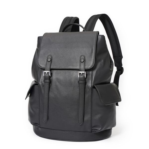 

men fashion black leather backpack bags male soft pu leather travel back pack laplarge capacity backpacks new mochila