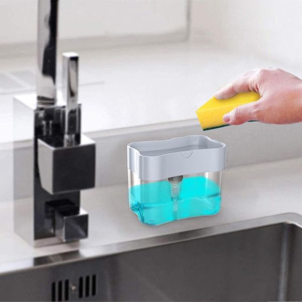 

liquid soap dispenser 2-in-1sponge rack and sponge caddy hand washing dispensador kitchen bathroom supplies