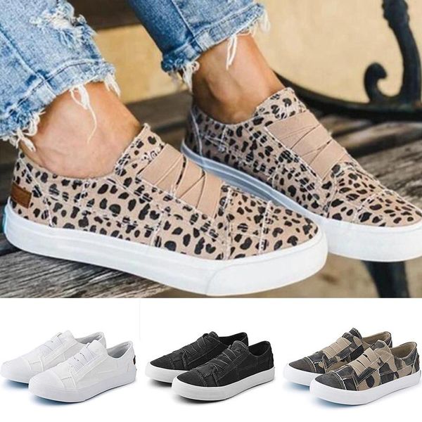 

denim leopard couple flat bottom shoes retro women casual sneakers jl dress, Black