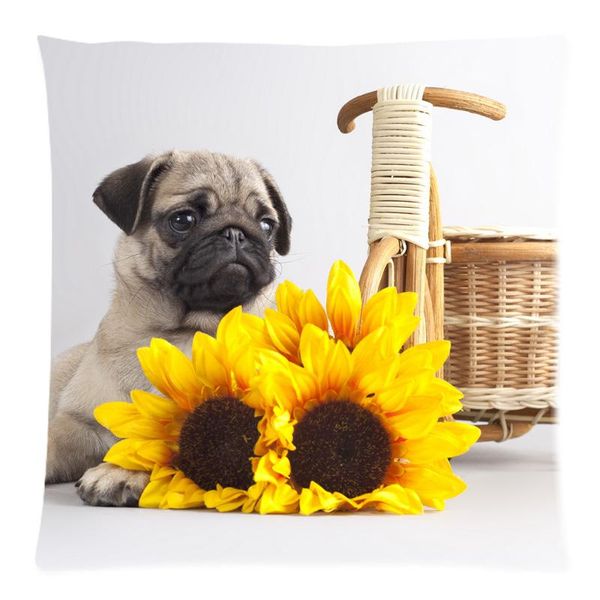 

personalized pillowcase pug print pillow cases polyester sofa car cushion cover home decor 45x45cm cushion/decorative